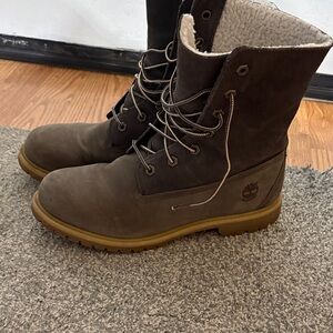 Timberland Dark gray Suede Shearling Lace-Up Boots